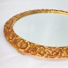 Vintage Ornate Gold Floral Oval Vanity Mirror Dresser Perfume Tray
