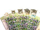 Darling Vintage Valentine Fan W  Precious Kittens Peeking Over Edges    