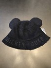 Disney Parks Mickey Mouse Ears Sherpa Fuzzy Winter Bucket Hat Black - New