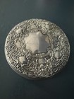 Vintage 4    Round Silver Plate W  Smooth Rim Hand Held Vanity Mirror Floral 