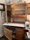 Antique Hoosier Style Oak Kitchen Cabinet  Needs A Little Lemon Oil  