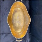 Vintage Hammered Brass Footed Planter Bowl Ornate Handles Made In India Oval