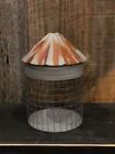 New Primitive Lantern Silo Gray Wire Metal Rustic Farmhouse Candle Holder 8 5 t