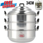 Thai Traditional Aluminum Cookware Crocodile Brandsteamer Pot 3 Tier 34 Cm 