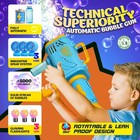 Fully Automatic Bubble Machine Gun - No Dip Blaster For Kids Blue 