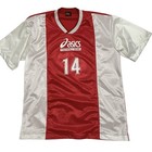 Vintage Asics Football Gear Soccer Jersey  14 Red White V-neck Shirt Y2k Rare