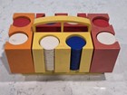 Vintage Dennison Poker Chip Card Caddy Lift Away Holder Color Block Chips Mcm
