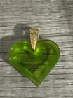 Signed Lalique Green Heart Crystal Pendant