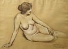 1899 Impressionist Charcoal Drawing Of A Nude Woman  Signed
