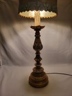 Vintage Gold Burning Candle Lamp Rare Antique Big 47  Tall