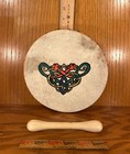 Vintage Irish Bodhran Drum Roundstone Connemara Celtic Design Ireland W Tipper