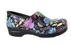 Dansko Clogs Black Leather Floral Slip On Back Nursing Shoes Eu 41 Us 10 5-11