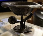 C1890 s Japanese Meiji Period Bronze  Silver ikebana Lotus Blossom Bowl