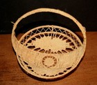 Vtg Hand Woven Seagrass Wicker Basket Small Tight Weave Intricate Pattern