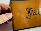 Vtg Coffin Casket Plate Plaque  6  father  Funeral Home Mortician Sample