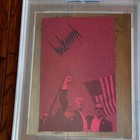 Donald Trump   Psa   Autograph Souvenir Iconic Maga Red Fight Fist Print Signed