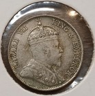  62  1910b Straits Settlements Malaya Singapore Kevii 10 Cents 0 6 F Silver Vf