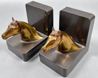 Vintage Philadelphia Metal Crafters Bronze Horse Bookends Pair- Mid Cent  Modern