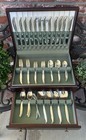 Vintage 1847 Rogers Bros 78 Pc Flair Silverware   Serve Set W walnut Wooden Case