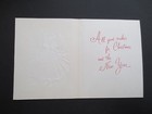  k720- Vintage Unused Gold Embossed Xmas Greeting Card Girl Singing Carols