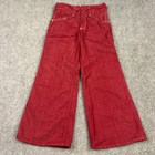 Toughskins Jeans Girls Red Vintage 70s Bell Bottom Wide Leg High Waist Denim