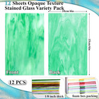12 Sheets Opaque Stained Glass Bulk Variety Pack  4 X 6 Inch Mosaic Glass Tiles 