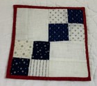 Vintage Antique Patchwork Quilt Table Topper  Rectangle  Four Patch  Navy  White