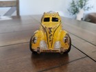 Vintage 1930s Arcade Cast Iron Yellow Taxi Cab Toy With Driver And Passenger 