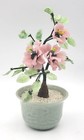 Vintage Bonsai Tree Pink Cherry Blossoms Celadon Base Pebbles Small 9 