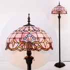 Pink Baroque Tiffany Floor Lamp - Antique Stained Glass Reading Light 64