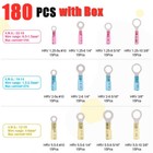 180pcs Heat Shrink Wire Crimp Connectors Ring Terminals Awg 22-10 Waterproof