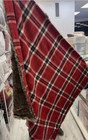 Martha Stewart 50  X 60  Luxe Flannel   Faux Fur Throw Blanket Red Plaid   Brown
