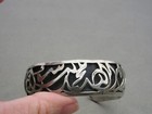Vintage Egyptian Silver Cut Out  Ornate Wide Cuff Hallmarked Bracelet 