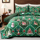 3 Piece Christmas Queen Quilt  Snowman Xmas Tree Reversible Queen Quilt Bedding