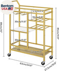 Bar Cart For Home  3-tier Serving Cart With Glass Top  Beverage Cart With Wine R