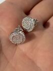 Real 925 Silver Iced Moissanite Hip Hop Men s Earrings Studs Passes Tester