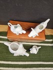 Set Of 4  Adorable Little White Creamers  2 Elephants  Dog  Cow