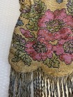 Antique Cut Steel Micro Beaded Purse Lavish Red Poppy Floral Gilt Filigree Frame