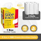 Unimade Shop Rags  100 Sheets Microfiber Cleaning Cloth 100 Pack  White