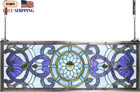 Extra Large Blue Victorian Stained Glass Transom Window Panels 30  X 10 Freeship