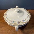 Vintage Serving Vegetable Bowl With Lid Petite Floral Pattern Tureen Crackled