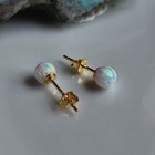 925 Sterling Silver 5mm Natural Fire Opal Dainty  Earrings 14k Yellow Gold-plate