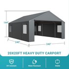 20 X 20ft Carport Canopy Heavy Duty Car Port With Windows   Side-opening Door