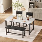 Marble 4-piece Dining Sets Kitchen Table  Upholstered Bench   2 Padded Chairs