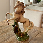 Mcm Rearing Horse Statue Gold Gilt Large Ceramic Figurine  17  Please Read