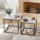  Coffee Table Set Of 2  Modern Black Wooden Side Table  19 7  White   Black
