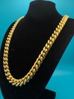 Miami Cuban Link Chain Necklace Bracelet 14k Gold Plated 10mm