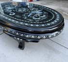 Vintage Korean Black Lacquer Mother Of Pearl Inlay Coffee Table With Glass Top