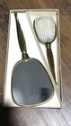 Vintage Gold Tone Finish Vanity Set Brush  Mirror   Comb In Original Floral Box