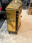 Hand-painted Asian Lacquer Cabinet - Gold Crane Design - Solid Accent Piece